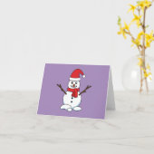 Carte Snowman avec Bonnet rouge et Écharpe (Fleur jaune)