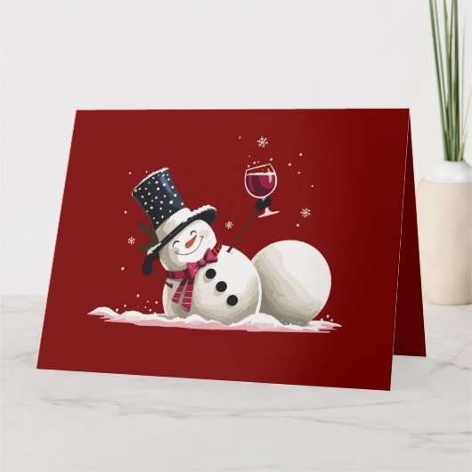 Carte Snowman Avec Vin Noël Cadeau Noël Noël Noël (Devant)