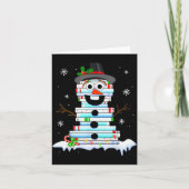 Carte Snowman Book Stack Librarian Book Lover Christmas  (Devant)