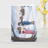 Carte Snowman by the Cabins (Fleur jaune)