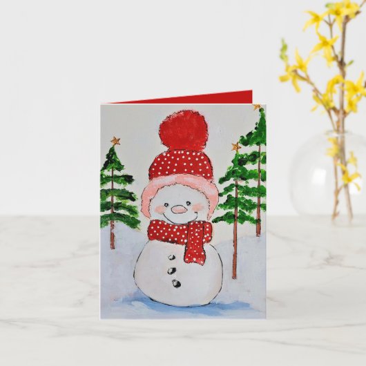 Carte Snowman Christmas (Fleur jaune)