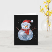 Carte Snowman Christmas Retro Santa Hat Disco Ball Match (Fleur jaune)