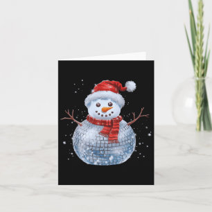 Carte Snowman Christmas Retro Santa Hat Disco Ball Match