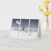Carte Snowman dans la fenêtre (Fleur jaune)