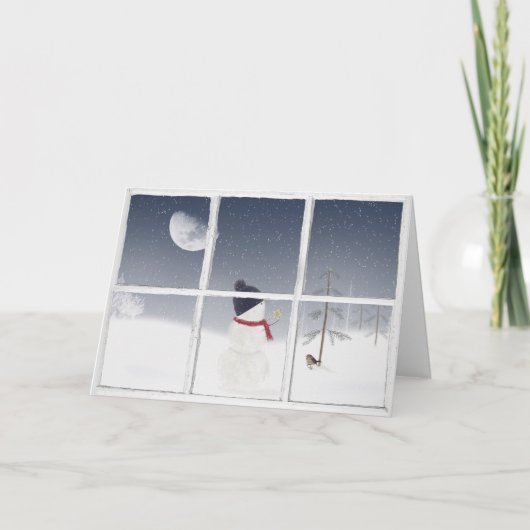 Carte Snowman dans la fenêtre (Devant)