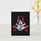 Carte Snowman de Noël aérien exécutant des soies (Fleur jaune)