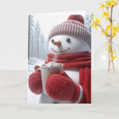 Carte Snowman De Noël Au Chocolat Chaud (Fleur jaune)