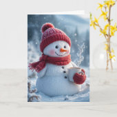 Carte Snowman De Noël Au Chocolat Chaud (Fleur jaune)
