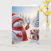 Carte Snowman De Noël Avec Cône De Crème De Glace (Fleur jaune)