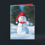 Carte Snowman De Noël Dans Les Flèches De Neige<br><div class="desc">Un mignon bonhomme de neige avec une cravate rouge dans les flocons de neige.</div>