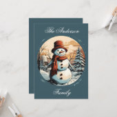 Carte Snowman de Noël personnalisé (Devant/Arrière en situation)