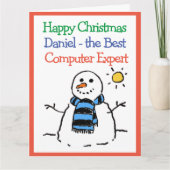 Carte Snowman Design Joyeux Noël à Computer Expert (Devant)