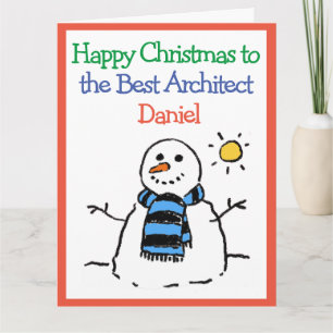Carte Snowman Design Joyeux Noël à un architecte