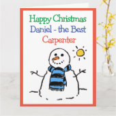 Carte Snowman Design Joyeux Noël à un charpentier (Fleur jaune)