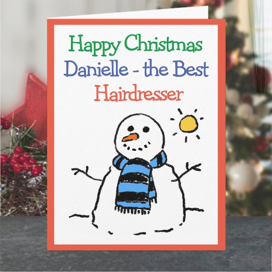 Carte Snowman Design Joyeux Noël à un coiffeur