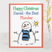 Carte Snowman Design Joyeux Noël à un plombier (Fleur jaune)