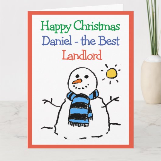 Carte Snowman Design Joyeux Noël à un propriétaire (Devant)