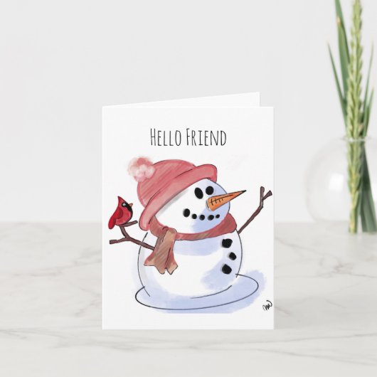 Carte Snowman et cardinal (Devant)
