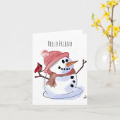Carte Snowman et cardinal (Fleur jaune)