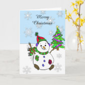Carte Snowman et Snowflics Arbre de Noël (Fleur jaune)