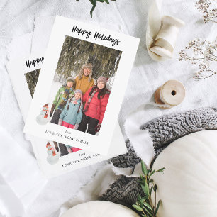 Carte Snowman Happy Holidays Photo- Vertical