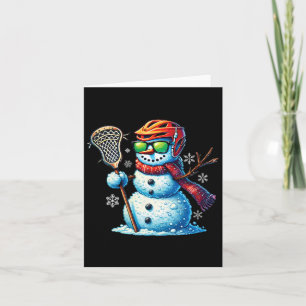 Carte Snowman Jouer Lacrosse Drôle Lacrosse Joueur Chr