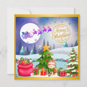 Carte Snowman Joyeux Arbre de Noël Cadeau et Bonne année