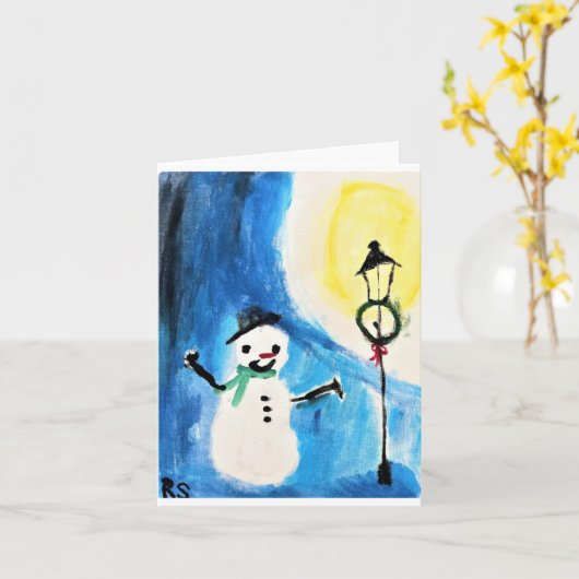 Carte Snowman & Lightpost (Fleur jaune)