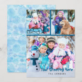 Carte Snowman, Salutation personnelle avec trois photos (Devant / Derrière)