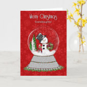 Carte Snowman Snow-Globe, petite-fille (Fleur jaune)