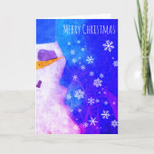 Carte Snowman Snowflakes Bleu Magie Noël (Devant)
