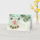 Carte Snowman visage brillant mignon hiver (Fleur jaune)