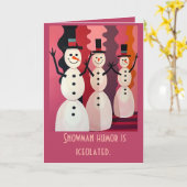 Carte Snowmen Kitschmas Christmas Pink Theme Design (Fleur jaune)