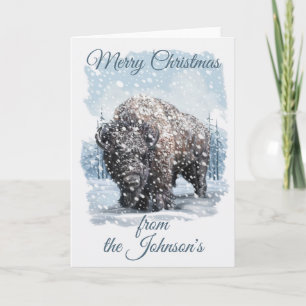 Carte Snowy Bison, Noël occidental