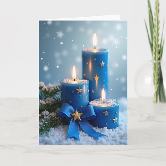 Carte Snowy Blue Candlelight Card (Devant)