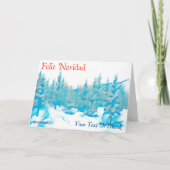 Carte Snowy Blue Trees - Feiz Navidad (Devant)
