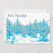 Carte Snowy Blue Trees - Feiz Navidad (Devant)