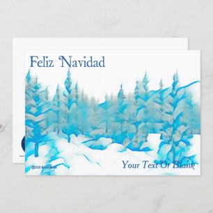 Carte Snowy Blue Trees - Feiz Navidad
