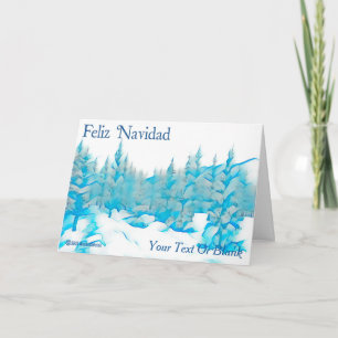 Carte Snowy Blue Trees - Feiz Navidad