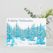 Carte Snowy Blue Trees - Fröhliche Weihnachten (Debout devant)