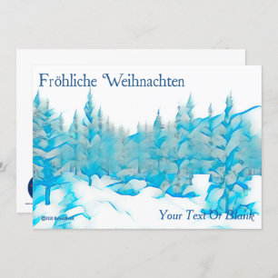 Carte Snowy Blue Trees - Fröhliche Weihnachten