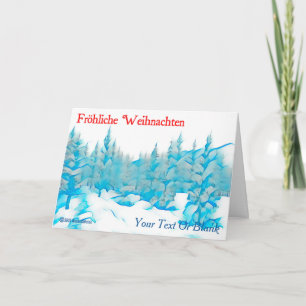 Carte Snowy Blue Trees - Fröhliche Weihnachten