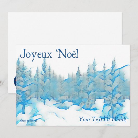 Carte Snowy Blue Trees - Joyeux Noël (Devant / Derrière)