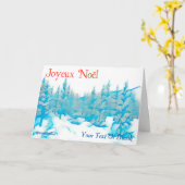 Carte Snowy Blue Trees - Joyeux Noël (Fleur jaune)