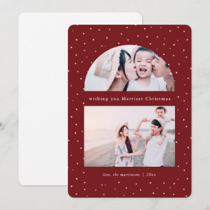 Carte Snowy Globe Photo Red Christmas Holiday Card