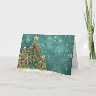 Carte Snowy Gold Foil Design Arbre de Noël