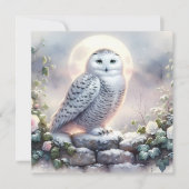 Carte Snowy Owl in Moonlit Winter Garden (Devant)