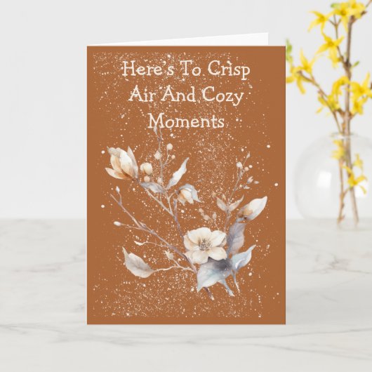 Carte Snowy Warm Winter Blossoms Greeting Card (Fleur jaune)