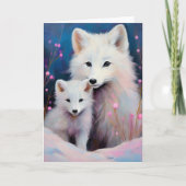 Carte Snowy Winter Arctic Fox Modern Art (Devant)