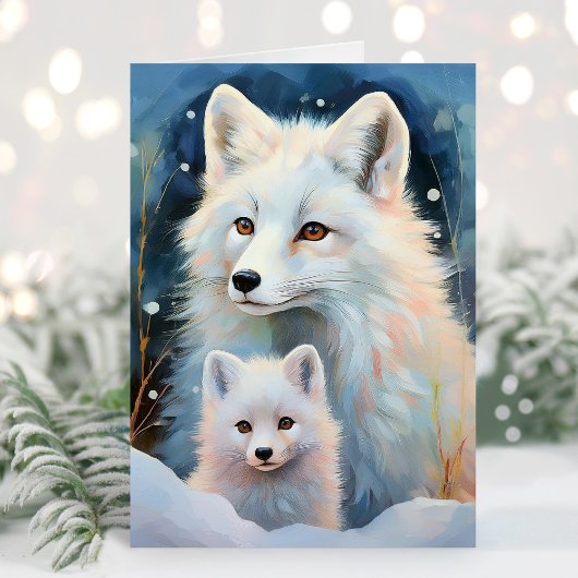 Carte Snowy Winter Arctic Fox Modern Art